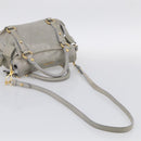 Miu Miu Vitellolux Hand Bag Leather 2way Gray Gold Tone Auth 211327V-9