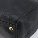 Miu Miu Hand Bag Vittero Dino Leather 2way Black Gold Auth 211328V-10