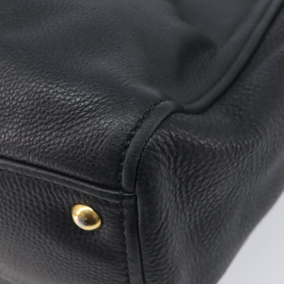 Miu Miu Hand Bag Vittero Dino Leather 2way Black Gold Auth 211328V