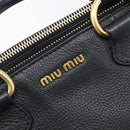 Miu Miu Hand Bag Vittero Dino Leather 2way Black Gold Auth 211328V-15