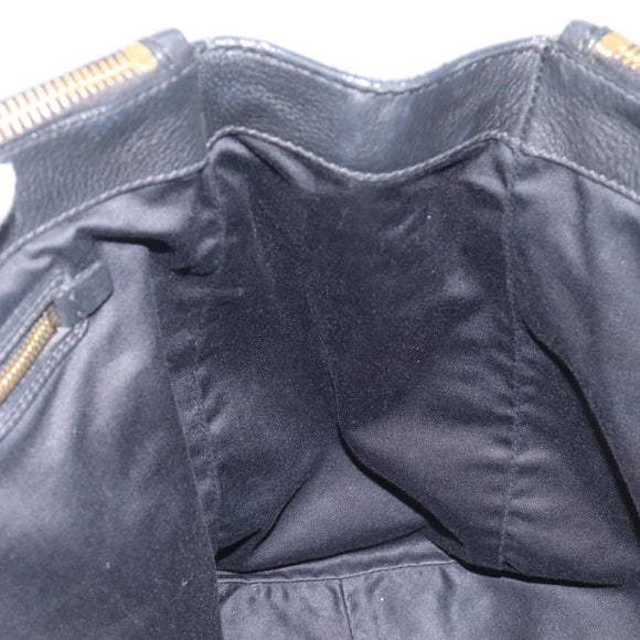 Miu Miu Hand Bag Vittero Dino Leather 2way Black Gold Auth 211328V