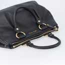 Miu Miu Hand Bag Vittero Dino Leather 2way Black Gold Auth 211328V-6