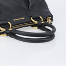 Miu Miu Hand Bag Vittero Dino Leather 2way Black Gold Auth 211328V-7