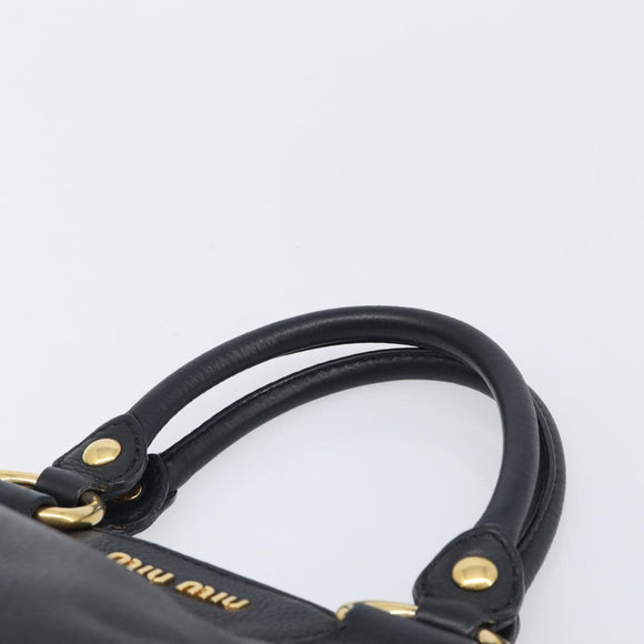Miu Miu Hand Bag Vittero Dino Leather 2way Black Gold Auth 211328V