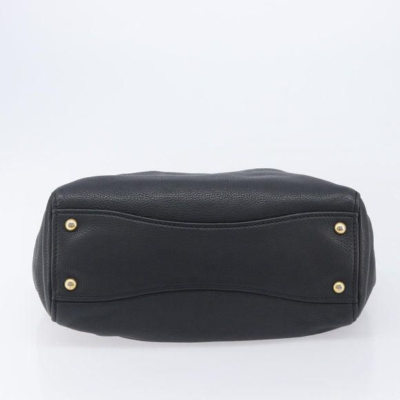 Miu Miu Hand Bag Vittero Dino Leather 2way Black Gold Auth 211328V