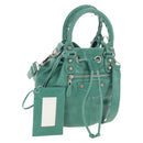 Balenciaga Giant Mini Pom Pom Hand Bag Leather 2way Green 250920 Auth 211331M-1