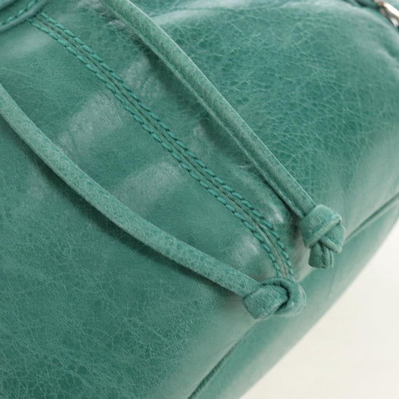 Balenciaga Giant Mini Pom Pom Hand Bag Leather 2way Green 250920 Auth 211331M