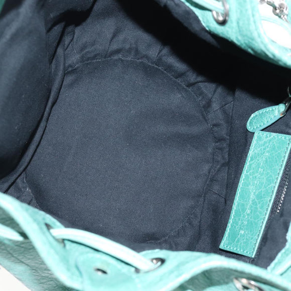 Balenciaga Giant Mini Pom Pom Hand Bag Leather 2way Green 250920 Auth 211331M