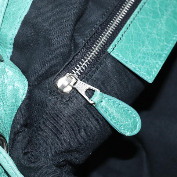 Balenciaga Giant Mini Pom Pom Hand Bag Leather 2way Green 250920 Auth 211331M