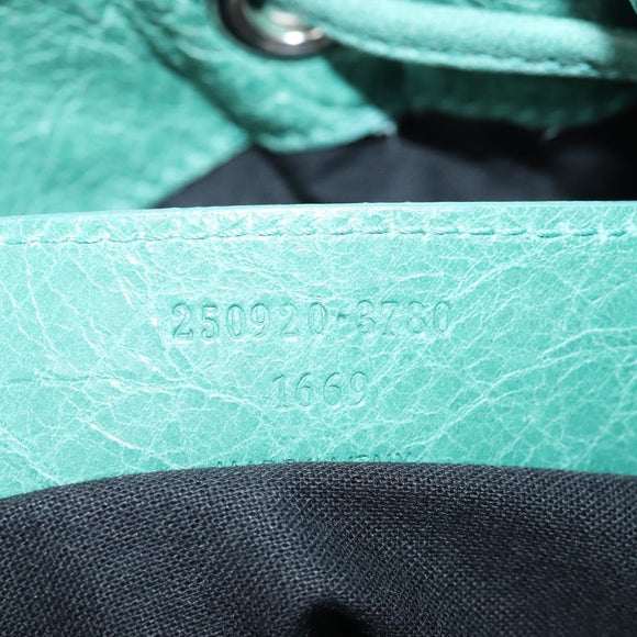 Balenciaga Giant Mini Pom Pom Hand Bag Leather 2way Green 250920 Auth 211331M