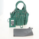 Balenciaga Giant Mini Pom Pom Hand Bag Leather 2way Green 250920 Auth 211331M-28