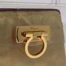 Salvatore Ferragamo Gancini Hand Bag plastic Clear Gold Auth 211333V-14
