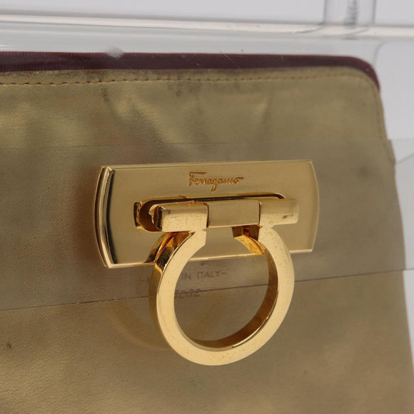 Salvatore Ferragamo Gancini Hand Bag plastic Clear Gold Auth 211333V