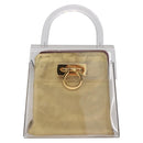Salvatore Ferragamo Gancini Hand Bag plastic Clear Gold Auth 211333V-2