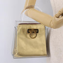 Salvatore Ferragamo Gancini Hand Bag plastic Clear Gold Auth 211333V-24