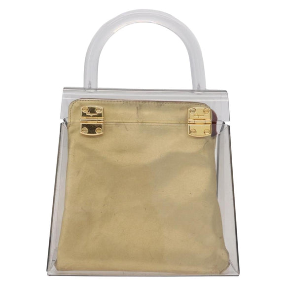 Salvatore Ferragamo Gancini Hand Bag plastic Clear Gold Auth 211333V