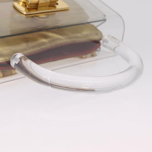 Salvatore Ferragamo Gancini Hand Bag plastic Clear Gold Auth 211333V