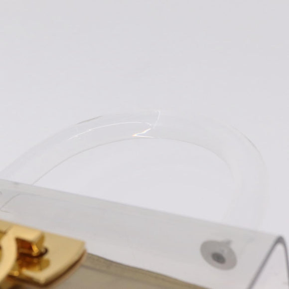 Salvatore Ferragamo Gancini Hand Bag plastic Clear Gold Auth 211333V