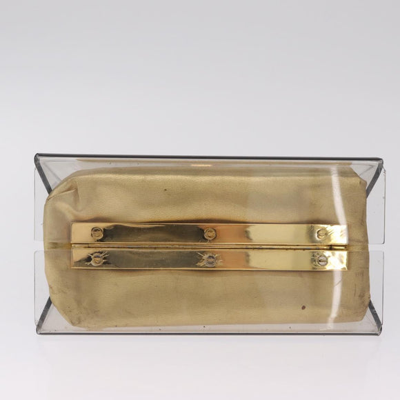 Salvatore Ferragamo Gancini Hand Bag plastic Clear Gold Auth 211333V