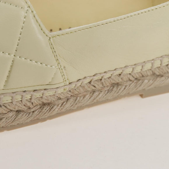 CHANEL Matelasse shoes Lamb Skin 37 Ivory CC Auth 211335M