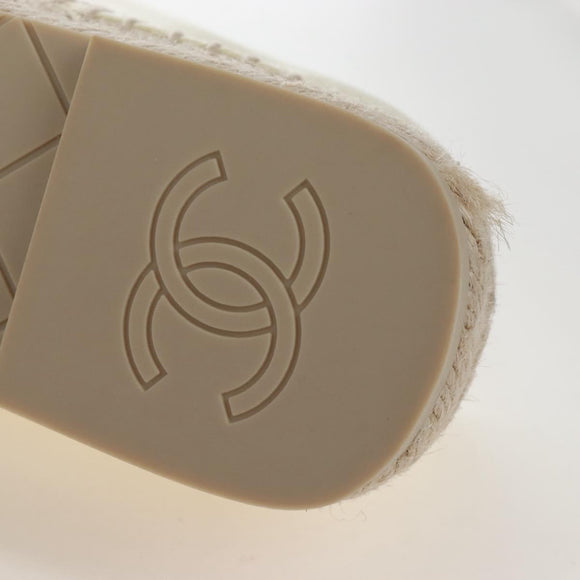 CHANEL Matelasse shoes Lamb Skin 37 Ivory CC Auth 211335M
