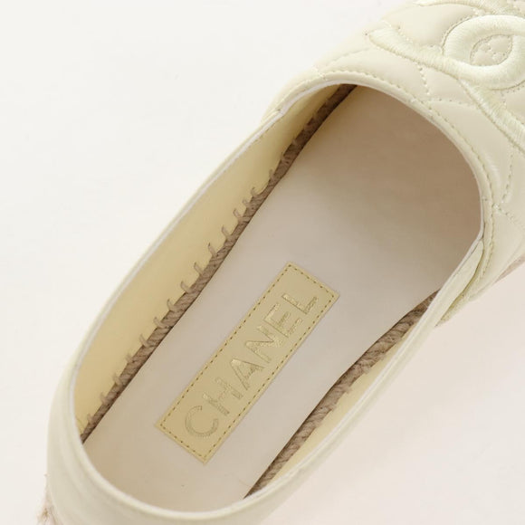 CHANEL Matelasse shoes Lamb Skin 37 Ivory CC Auth 211335M