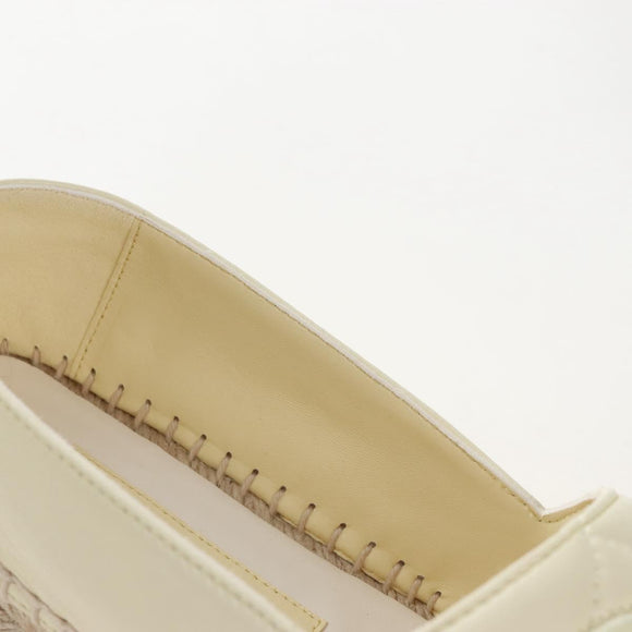 CHANEL Matelasse shoes Lamb Skin 37 Ivory CC Auth 211335M