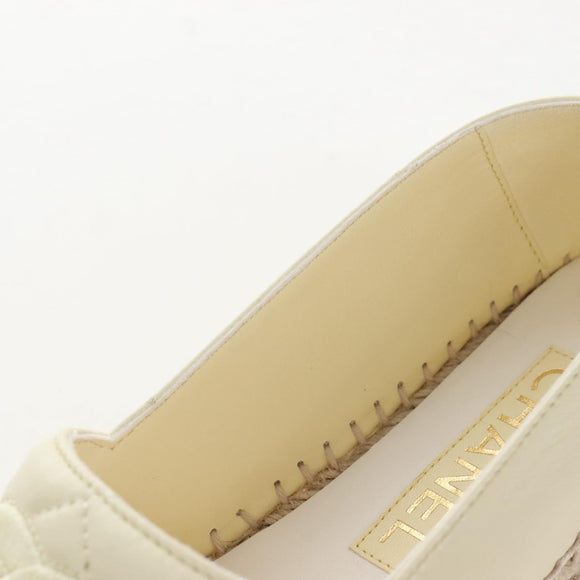 CHANEL Matelasse shoes Lamb Skin 37 Ivory CC Auth 211335M