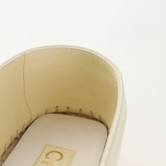 CHANEL Matelasse shoes Lamb Skin 37 Ivory CC Auth 211335M