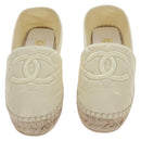 CHANEL Matelasse shoes Lamb Skin 37 Ivory CC Auth 211335M-2