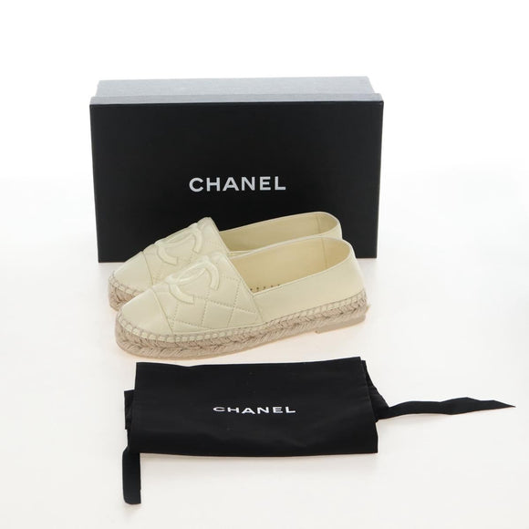 CHANEL Matelasse shoes Lamb Skin 37 Ivory CC Auth 211335M