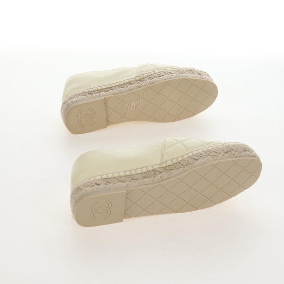 CHANEL Matelasse shoes Lamb Skin 37 Ivory CC Auth 211335M
