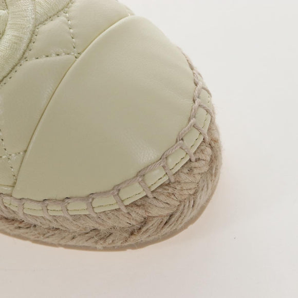 CHANEL Matelasse shoes Lamb Skin 37 Ivory CC Auth 211335M