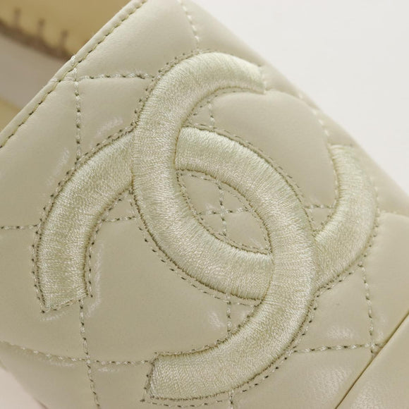 CHANEL Matelasse shoes Lamb Skin 37 Ivory CC Auth 211335M