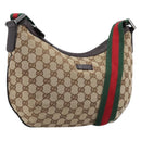 GUCCI GG Canvas Sherry Line Shoulder Bag Gold Beige 181092 Auth 211360V-1