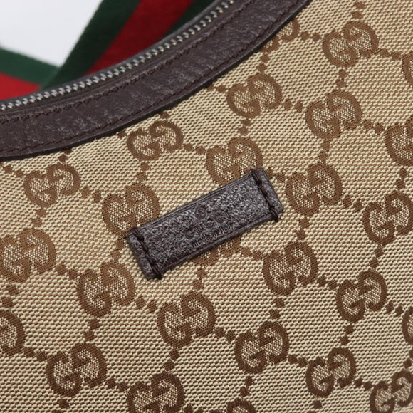 GUCCI GG Canvas Sherry Line Shoulder Bag Gold Beige 181092 Auth 211360V
