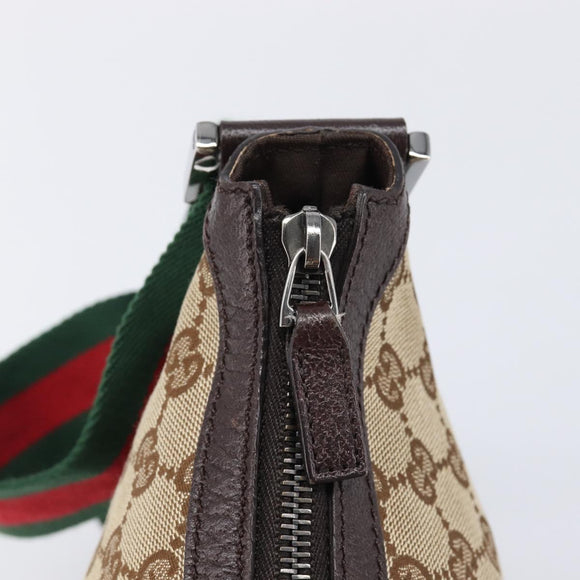 GUCCI GG Canvas Sherry Line Shoulder Bag Gold Beige 181092 Auth 211360V