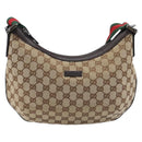 GUCCI GG Canvas Sherry Line Shoulder Bag Gold Beige 181092 Auth 211360V-2
