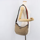 GUCCI GG Canvas Sherry Line Shoulder Bag Gold Beige 181092 Auth 211360V-24