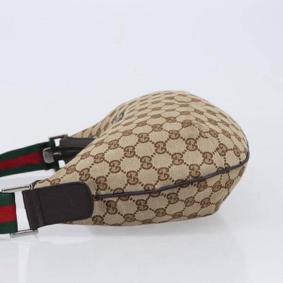 GUCCI GG Canvas Sherry Line Shoulder Bag Gold Beige 181092 Auth 211360V