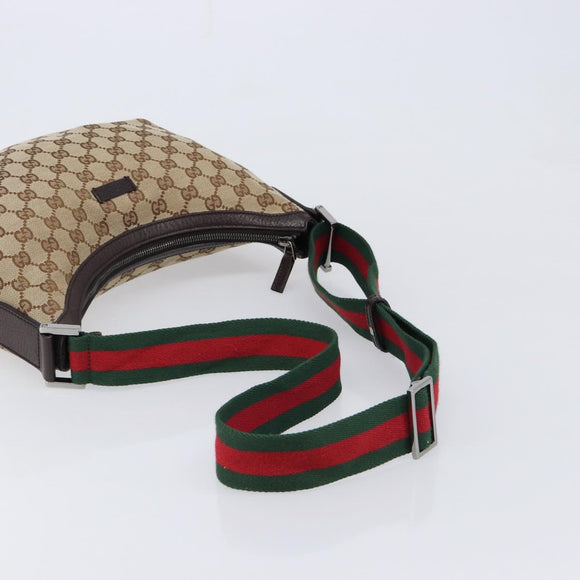 GUCCI GG Canvas Sherry Line Shoulder Bag Gold Beige 181092 Auth 211360V