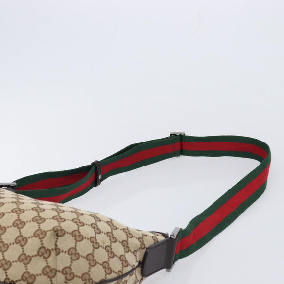 GUCCI GG Canvas Sherry Line Shoulder Bag Gold Beige 181092 Auth 211360V