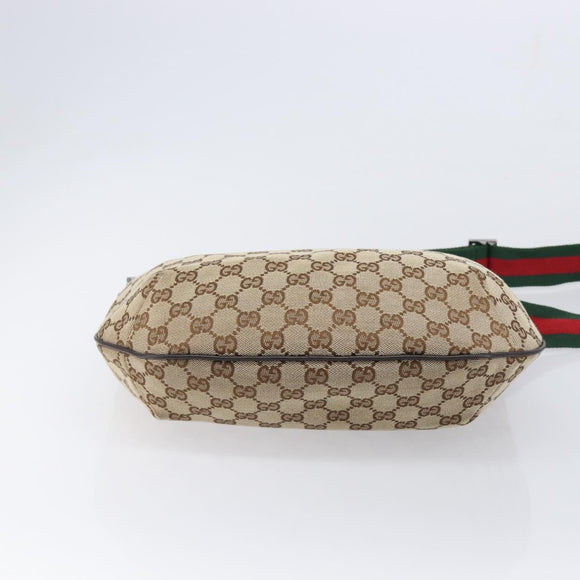 GUCCI GG Canvas Sherry Line Shoulder Bag Gold Beige 181092 Auth 211360V