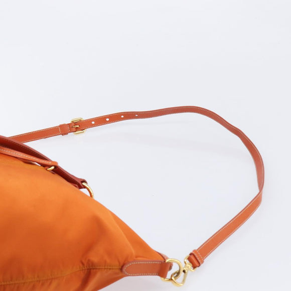 PRADA Tote Bag Nylon 2way Orange Gold Auth 211361A