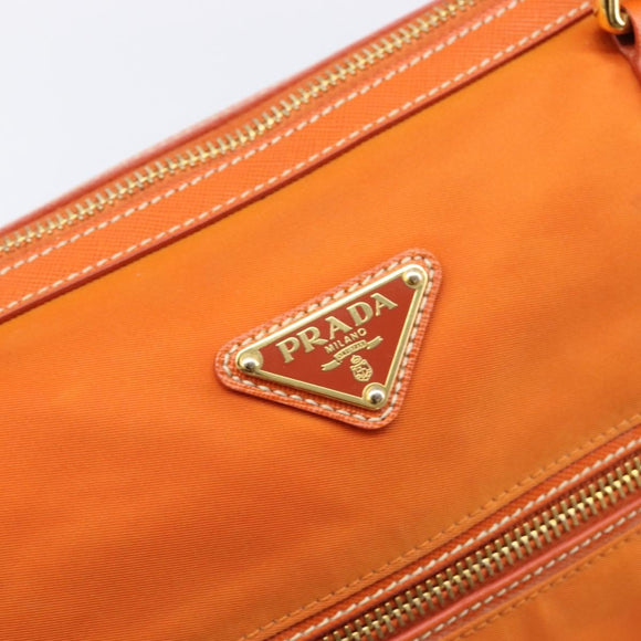 PRADA Tote Bag Nylon 2way Orange Gold Auth 211361A