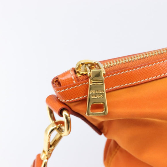 PRADA Tote Bag Nylon 2way Orange Gold Auth 211361A