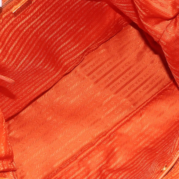 PRADA Tote Bag Nylon 2way Orange Gold Auth 211361A