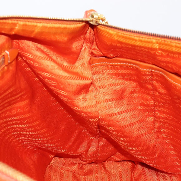 PRADA Tote Bag Nylon 2way Orange Gold Auth 211361A