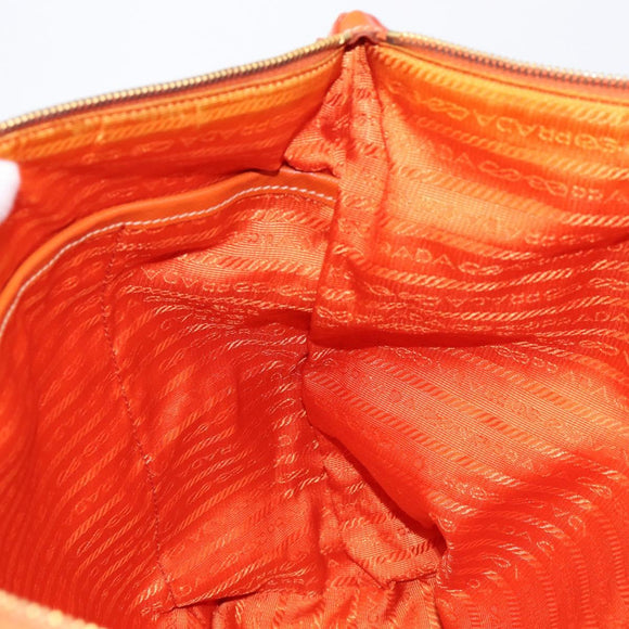 PRADA Tote Bag Nylon 2way Orange Gold Auth 211361A