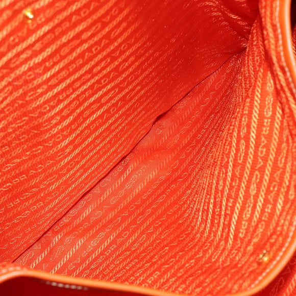 PRADA Tote Bag Nylon 2way Orange Gold Auth 211361A